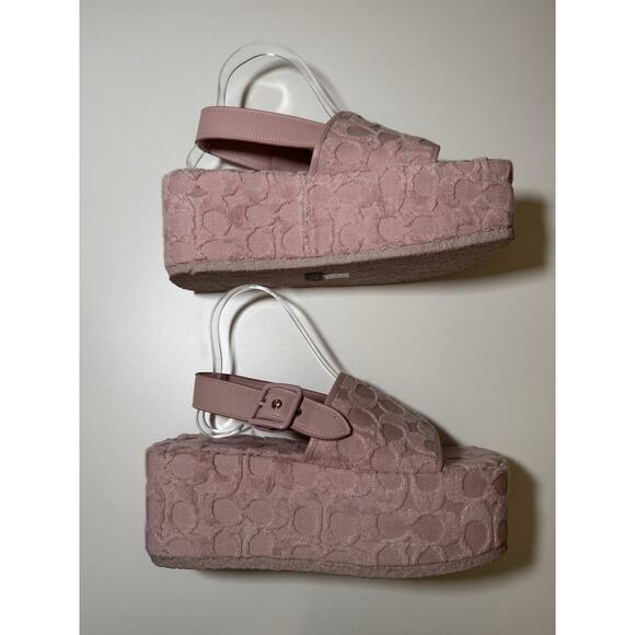 Coach Womens Noelle Pink Platform Sandals Shoes 7.5B Chunky Y2K Retro - Picture 4 of 10